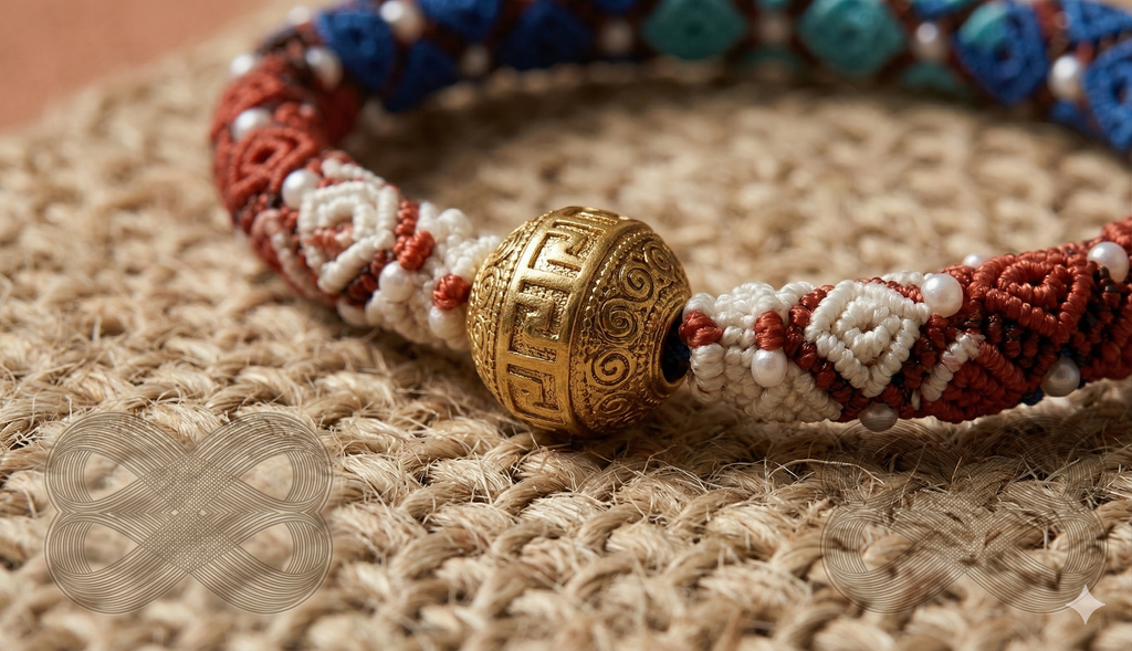 Slowloop | Verdant Veil: The Great Harmony Hand-Woven Bracelet with Spiral Pendant & Pearl Accents