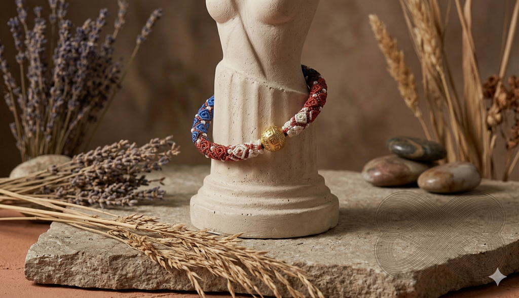 Slowloop | Verdant Veil: The Great Harmony Hand-Woven Bracelet with Spiral Pendant & Pearl Accents