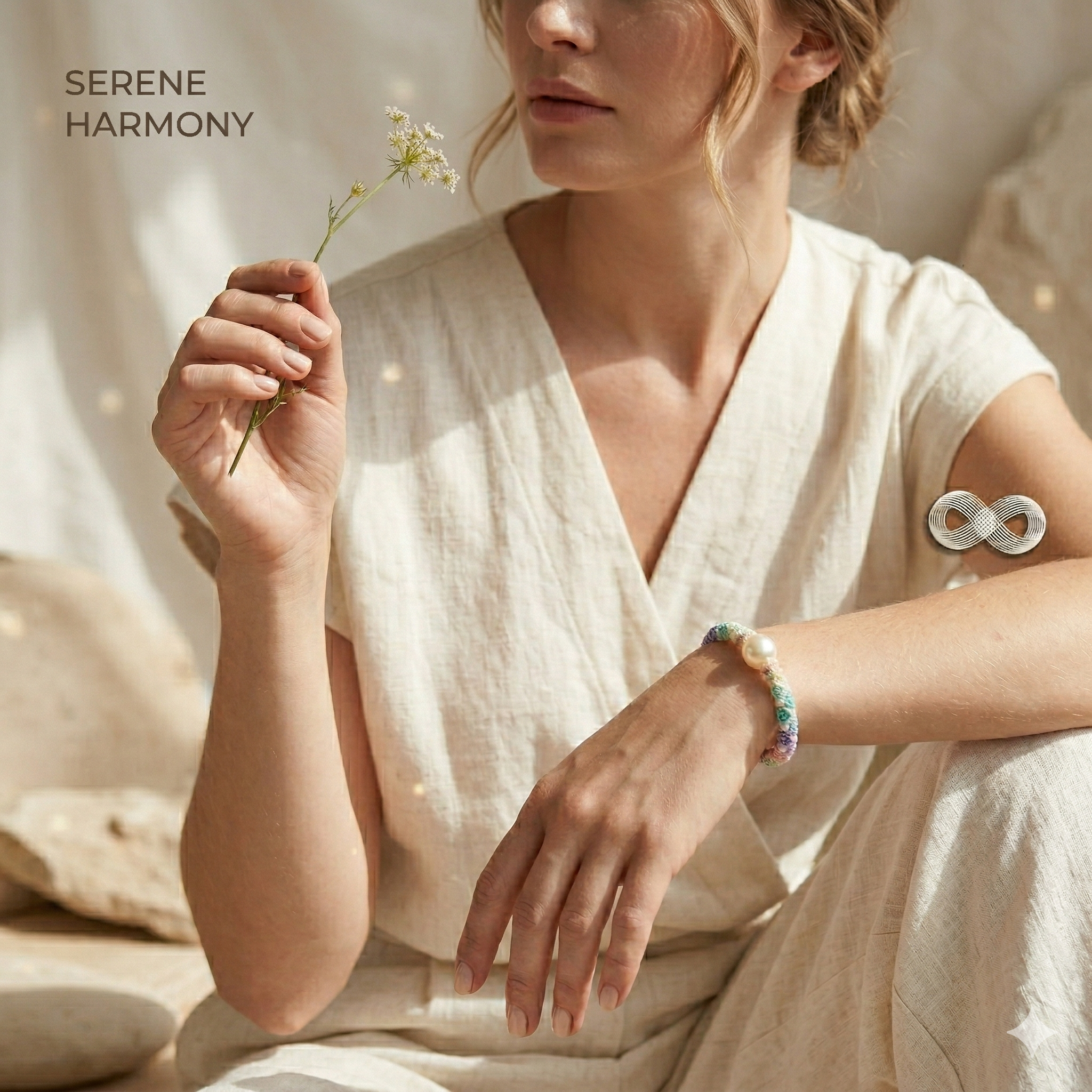 Slowloop | The Iridescent Series: "Wearable Morning Mist" Hand-Woven Silk Bracelet with Lustrous Focal Pearl