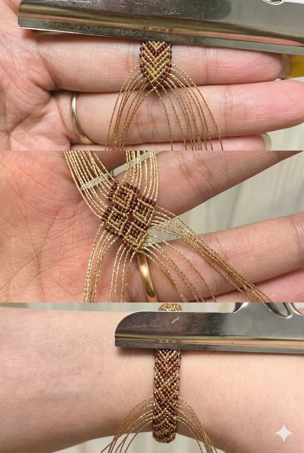 Slowloop | Golden Echo: Hand-Woven Imperial Huiwen Bracelet with Artisanal Dangles